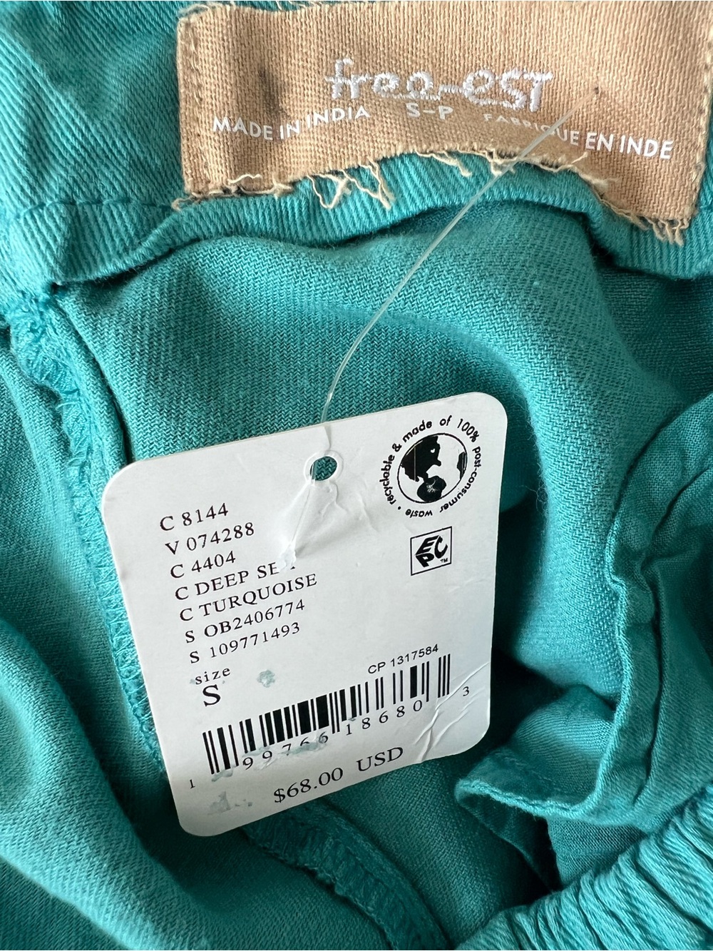 Free People Free-est Cotton Sun Dazed Pants in Turquoise Size Small NWT - Picture 6 of 10